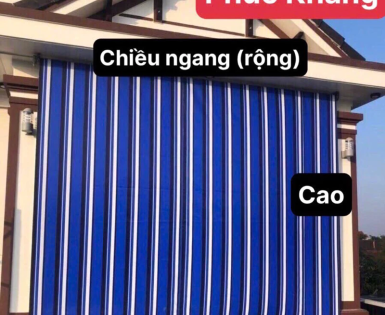 Bạt mái thả, bạt che nắng mưa hiên nhà, ban công,... loại bạt 2 mặt sọc độ dầy 0.35mm(chưa bao gồm phụ kiện và trục ống)